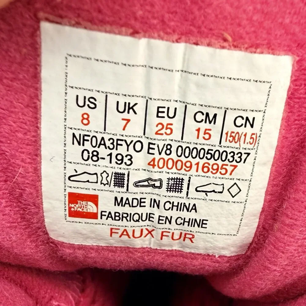 The North Face Toddler Alpenglow II Insulated Snow Boots Pink/Black Sz 8 EUC!!